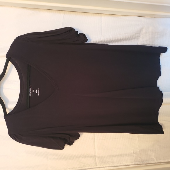 Black puff sleeve knit top 0043 - Picture 1 of 6